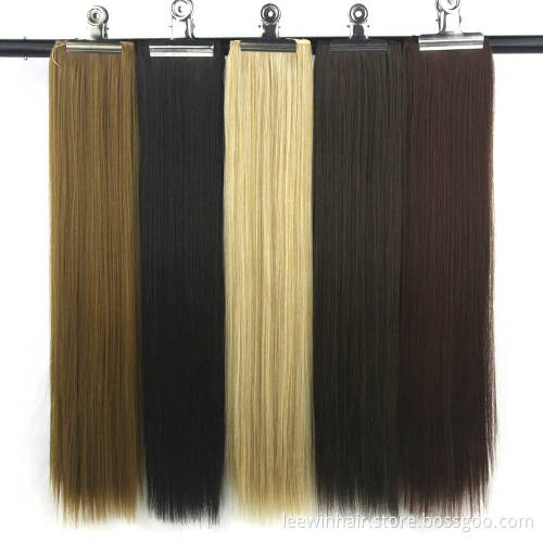 Straight 55Cm single color 5 clips in synthetic hair extension 100g-120g 5pcs/lot